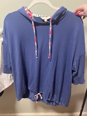 Matilda Jane Blue Women's Short-Sleeve Hooded Pullover Top
